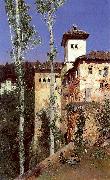Ortega, Martin Rico y The Ladies' Tower in the Alhambra, Granada painting